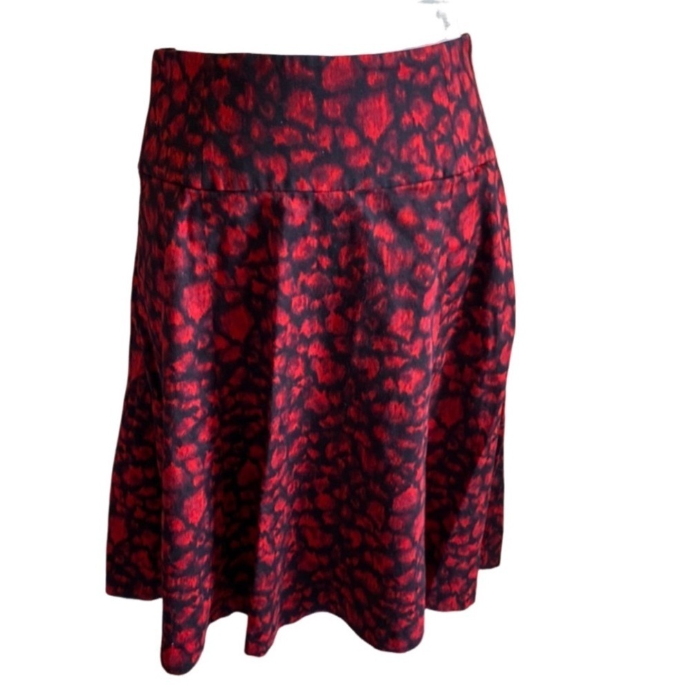 INC Red & Black Leopard Print Fit & Flare Wide Waistband  Skirt Knee-Length. 8